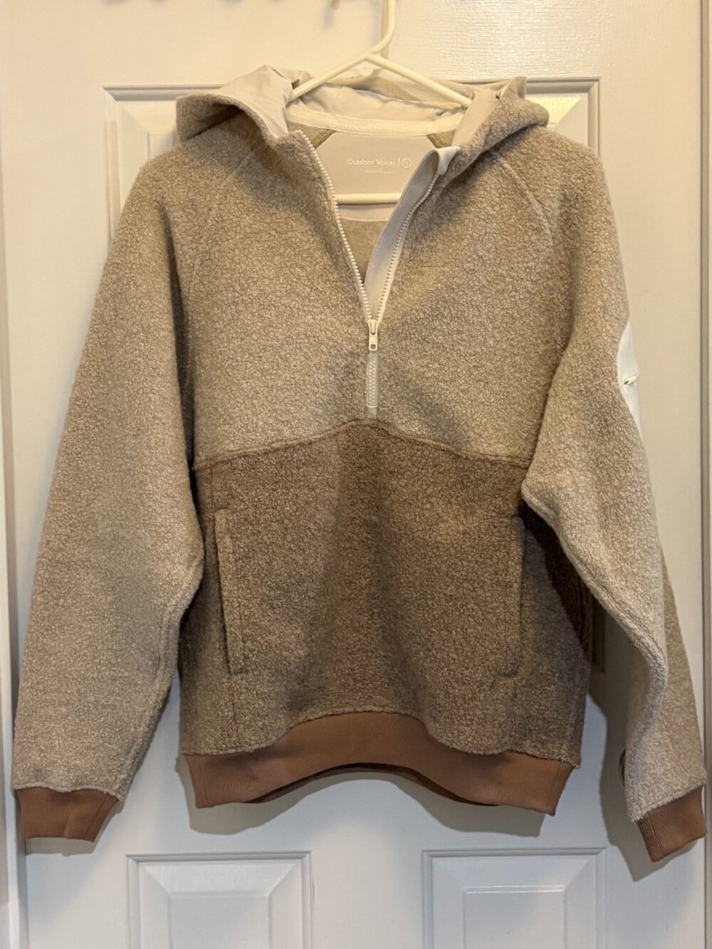 Outdoor Voices OV mega fleece quarter zip tan cream Womens S small